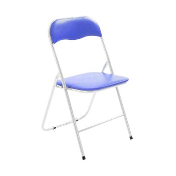 Silla Plegable Metálica  Acolchada En Asiento Y Respaldo  44 X 45 X 80 Cm  Gris / Azul