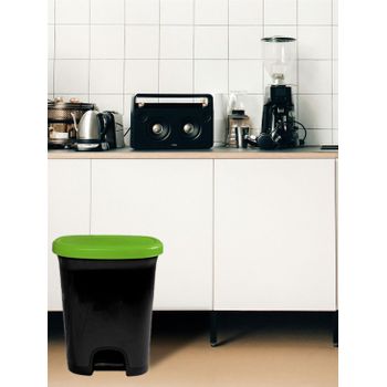 Cubo Basura Plástico Moderno  Apertura Con Pedal  Cubo Reciclar  27 Litros (verde - Negro)jardin202