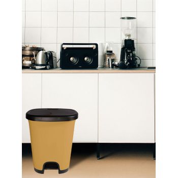 Cubo Basura Plástico Moderno  Apertura Con Pedal  Cubo Reciclar  27 Litros (negro - Oro)jardin202