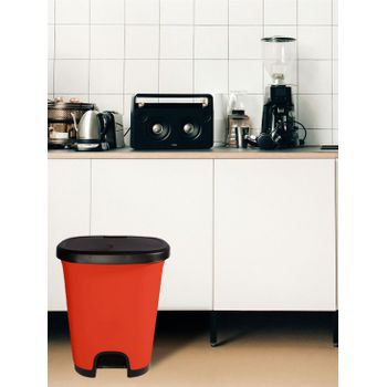 Cubo Basura Plástico Moderno  Apertura Con Pedal  Cubo Reciclar  27 Litros (negro - Rojo)jardin202