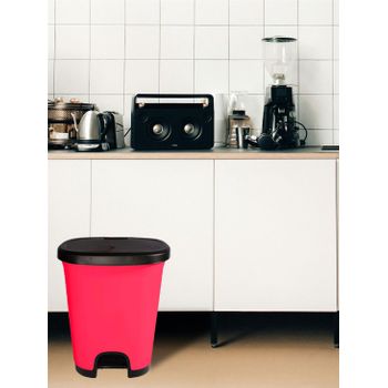 Cubo Basura Plástico Moderno  Apertura Con Pedal  Cubo Reciclar  27 Litros (negro - Rosa)jardin202