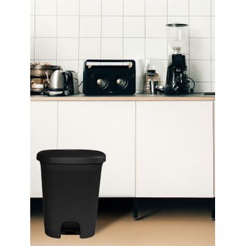 Cubo Basura Plástico Moderno  Apertura Con Pedal  Cubo Reciclar  50 Litros (negro - Negro)jardin202