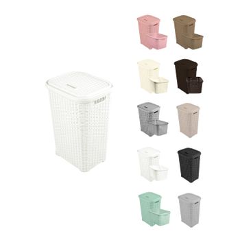 Pongotodo Diseño Rattan Para Colada 60l - Cesto Para La Ropa Sucia  60 Litros (blanco)jardin202