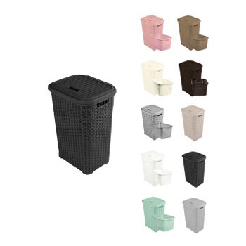 Pongotodo Diseño Rattan Para Colada - Cesto Para La Ropa Sucia  60 Litros (negro)jardin202