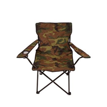 Silla De Camping Plegable Con Portavasos  Metal Y Lona  80x80x49 Cm  Militar