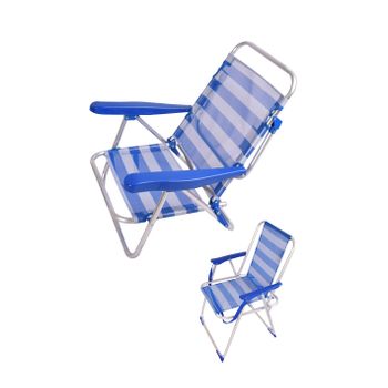 Silla Playa De Aluminio – Silla Plegable Con Asas Para Jardín, Terraza, Camping O Playa  Baja (unidad) (azul/blanco)jardin202