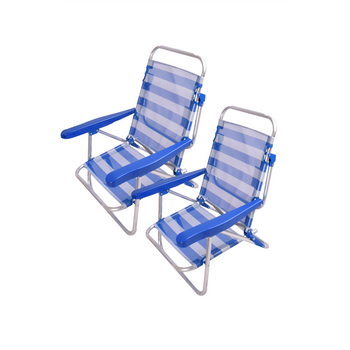 Silla Playa De Aluminio – Silla Plegable Con Asas Para Jardín, Terraza, Camping O Playa  Baja (pack 2 Uds.) (azul/blanco)jardin202