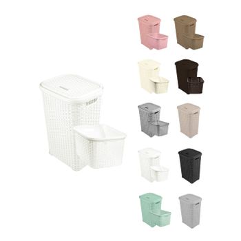 Pongotodo Diseño Rattan Para Colada 60l - Cesto Para La Ropa Sucia  Set (blanco)jardin202