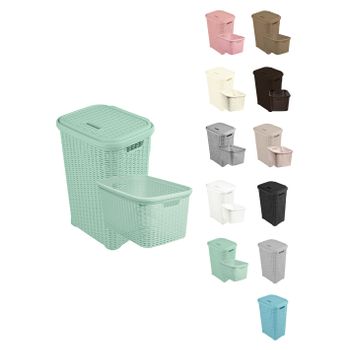 Pongotodo Diseño Rattan Para Colada - Cesto Para La Ropa Sucia  Set (verde Agua)jardin202