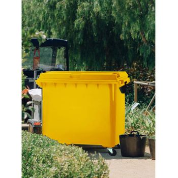 Contenedor De Basura Reciclables De Colores Con Ruedas   Mango Antideslizante  800 L (amarilla)jardin202