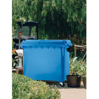 Contenedor De Basura Reciclables De Colores Con Ruedas   Mango Antideslizante  1100 L (azul)jardin202