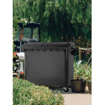 Contenedor De Basura Reciclables De Colores Con Ruedas   Mango Antideslizante  1100 L (negro)jardin202