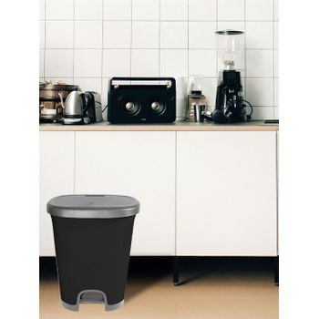 Cubo Basura Plástico Moderno  Apertura Con Pedal  Cubo Reciclar  27 Litros (plata - Negro)jardin202