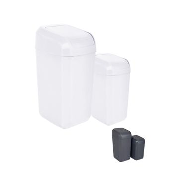 Papelera Con Tapa Basculante - Cubo Basura Antracita Para Cocinas, Baños Y Despachos - Contenedor De Residuos  30 L (gris Claro)jardin202