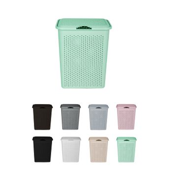 Cesto Para La Colada 38l De Plástico Con Asas - Cubo Ropa Sucia Con Tapa  49 X 39 X 30 Cm  38 Litros (verde)jardin202