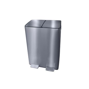 Cubo De Basura De Metal 60l Con Pedal - Doble Compartimento Para Reciclaje Y Diseño Moderno  60 Litros (plata)jardin202