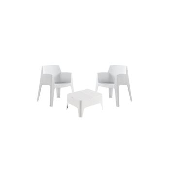 Set Costa - Elegante Conjunto Blanco Con 2 Sillas Y Mesa Auxiliar Con Cajón De Almacenamiento  Set (blanco)jardin202