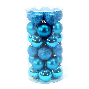 Set De 30 Bolas Surtidas De Navidad En Brillo Mate Y Purpurina Azules