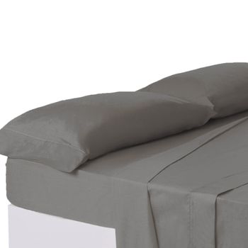 Set De 2 Fundas De Almohada Grises De Algodón Y Poliéster  Para Cama De 150 Cm