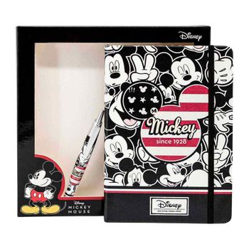 Mickey Mouse U.s.a.-caja Regalo Con Diario Y Bolígrafo, Negro