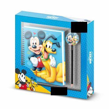 Mickey Mouse Pluto-caja Regalo Con Cuaderno Y Lápiz Fashion, Azul