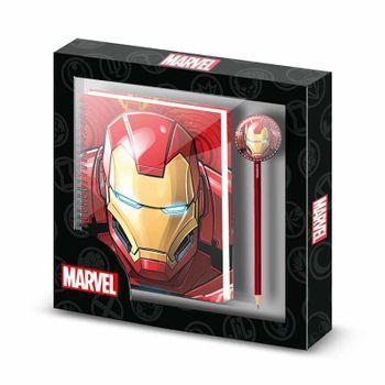 Iron Man Stark-caja Regalo Con Cuaderno Y Lápiz Fashion, Multicolor