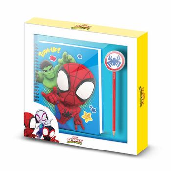 Spiderman Team-caja Regalo Con Cuaderno Y Lápiz Fashion, Multicolor