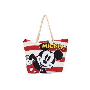 Mickey Mouse Beach Stripes-bolsa De Playa Soleil, Rojo (karactermania - 3133)