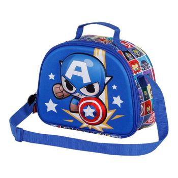 Capitán América Punch-bolsa Portamerienda 3d, Azul