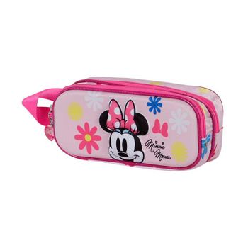 Minnie Mouse Floral-estuche Portatodo 3d Doble, Rosa