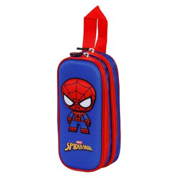 Spiderman Bobblehead-estuche Portatodo 3d Doble, Azul