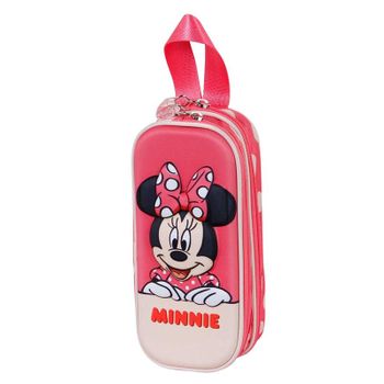 Minnie Mouse Bobblehead-estuche Portatodo 3d Doble, Rosa