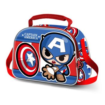 Capitán América Let's Go-bolsa Portamerienda 3d, Azul