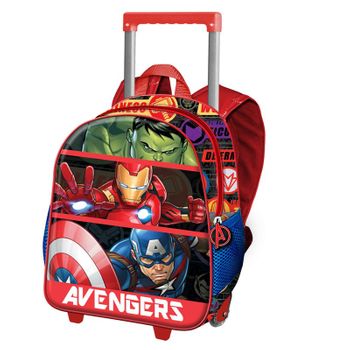 Los Vengadores Union-mochila 3d Con Ruedas Pequeña, Rojo