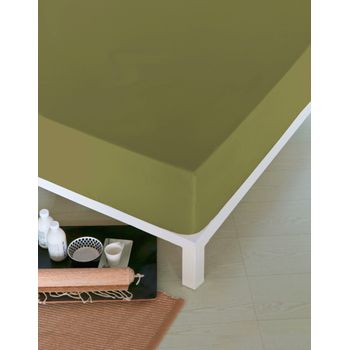 Sábana Bajera Verde Oliva Cama 90 Cm