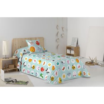 Colcha Bouti Points Lemon Ribbon Cama 105 Cm Reversible