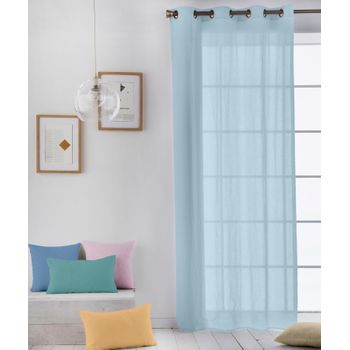 Cortina Con Ojales Lisa Azul Mar Naturals 140 X 260 Cms