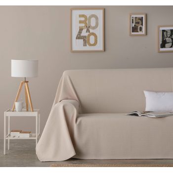 Colcha Foulard Olga Beige Para 1 Plaza Cama De 90-105 Cm