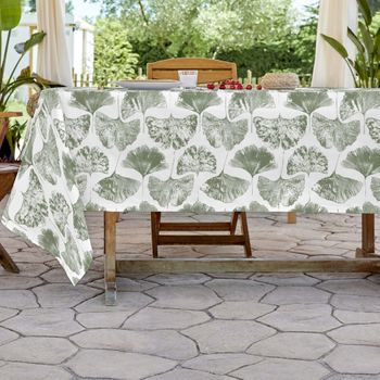 Sandal - Mantel De Tela Estampado Y Antimanchas - Mantel Para Interior Y Exterior -  Medidas 140x250  - Biloba Green