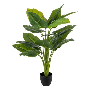 HOMCOM Planta Ficus Artificial 110 cm Planta Artificial con 90 Hojas Musgo  y Maceta para Interior y Exterior Verde