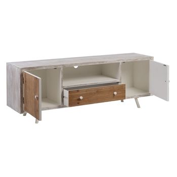 Mueble De Tv Country 150 X 35 X 53,5 Cm Natural Blanco Madera De Abeto Madera Mdf