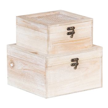 Caja Decorativa 23 x 18 x 12 cm Madera de mango (3 Piezas)