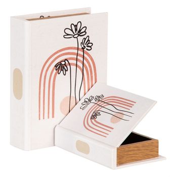 Caja Decorativa Flores Lona 24 X 18 X 6 Cm Dmf (2 Piezas)