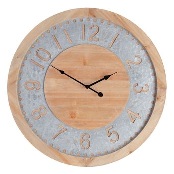 Reloj De Pared Natural Madera De Abeto 60 X 4,5 X 60 Cm