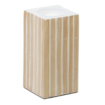 Portavelas Beige Bambú Madera Mdf 10,5 X 10,5 X 21 Cm