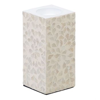 Portavelas Beige Nácar Madera Mdf 10,5 X 10,5 X 21 Cm