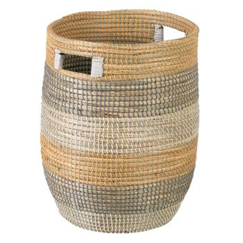 Juego De Cestos 38 X 38 X 50 Cm Natural Gris Fibra Natural (2 Piezas)