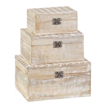 Juego De Cajas Decorativas Dkd Home Decor Lienzo Madera (29 X 21 X 8 Cm)  con Ofertas en Carrefour