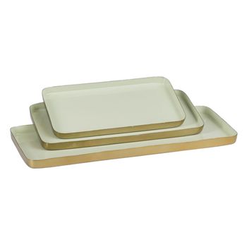 Bandeja De Aperitivos 47 X 20,5 X 2 Cm Dorado Verde Hierro 3 Piezas