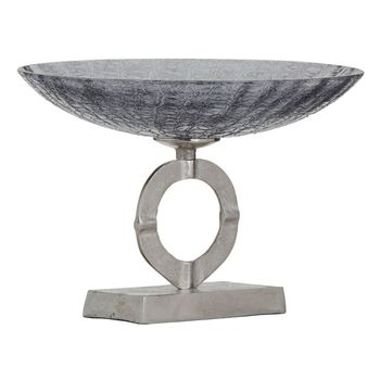 Centro De Mesa 33 X 33 X 24 Cm Cristal Gris Metal Plata